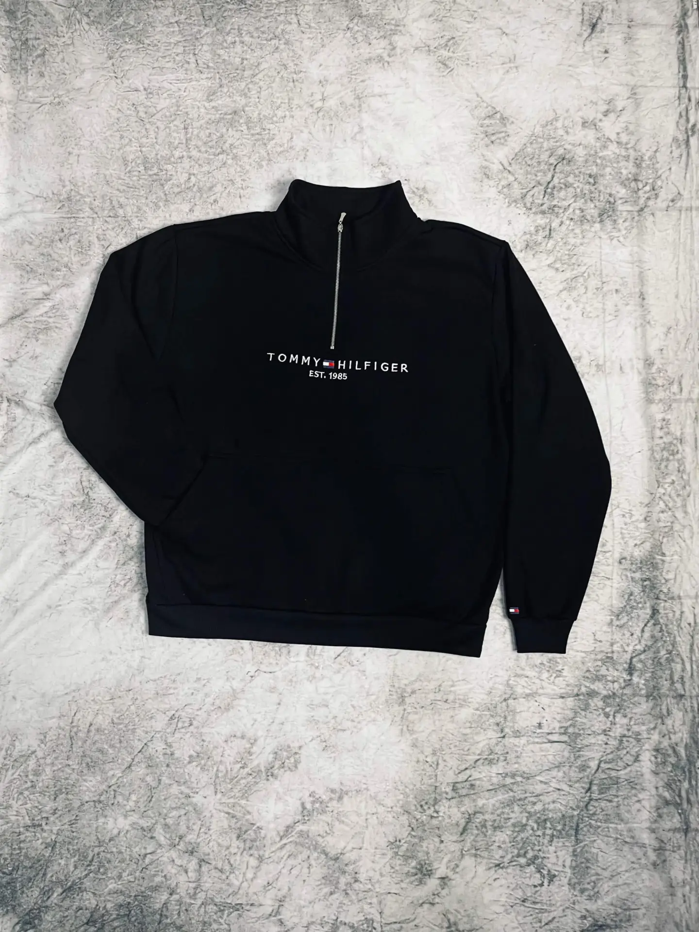 Moletom Tommy Hilfiger Meio Zíper Preto