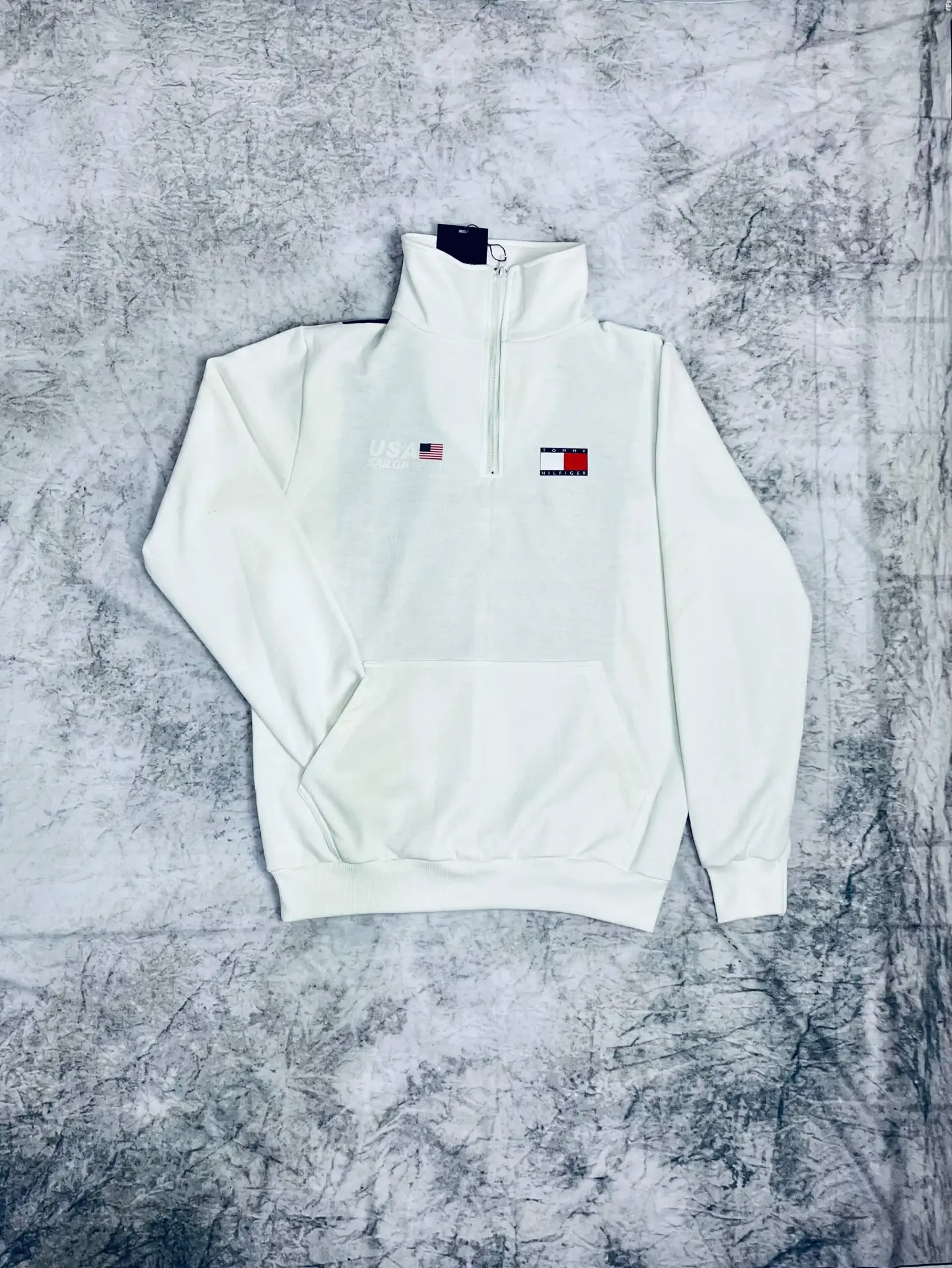 Moletom Tommy Hilfiger USA SailGP Team Meio Zíper Branco