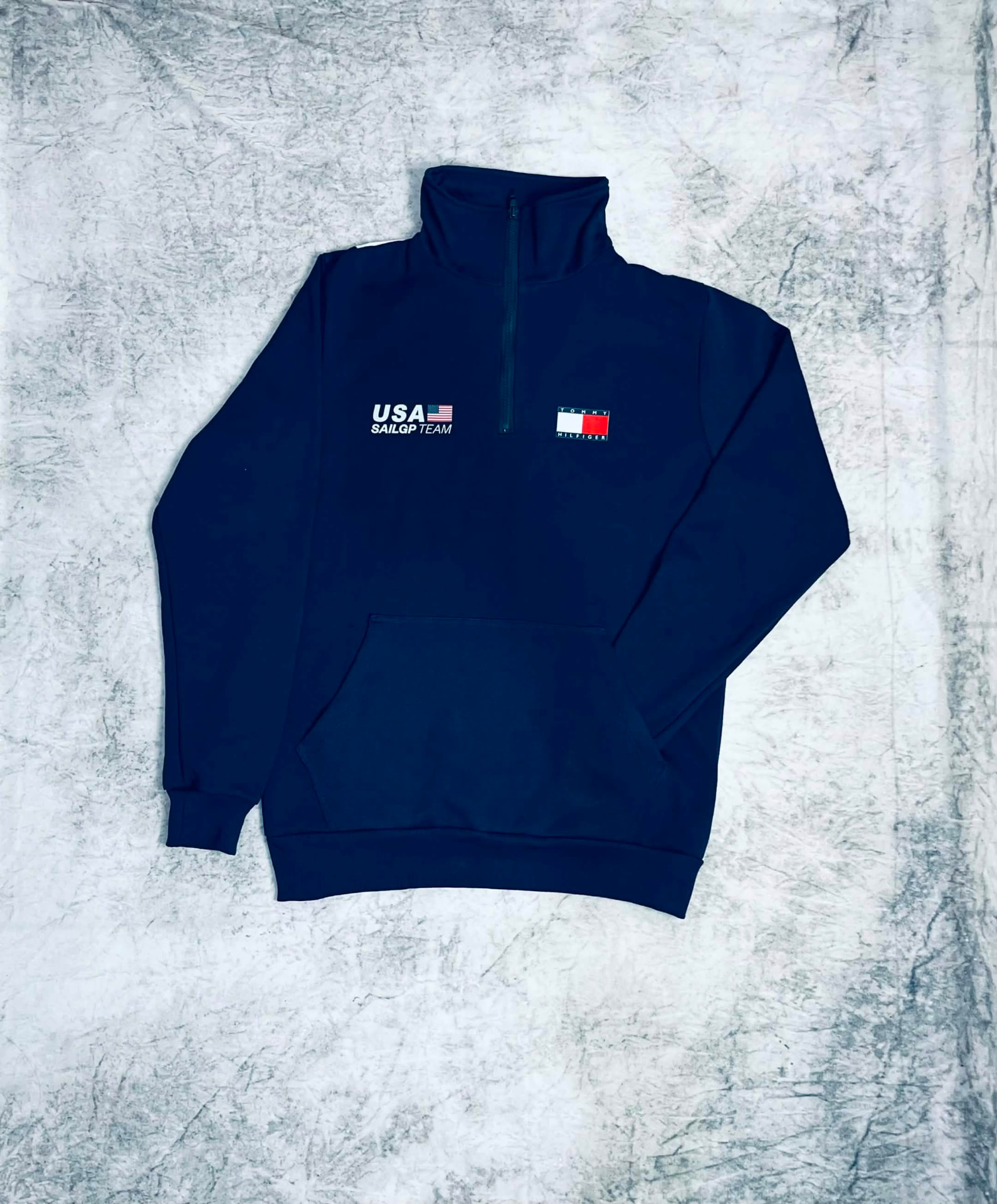 Moletom Tommy Hilfiger USA SailGP Team Meio Zíper Marinho