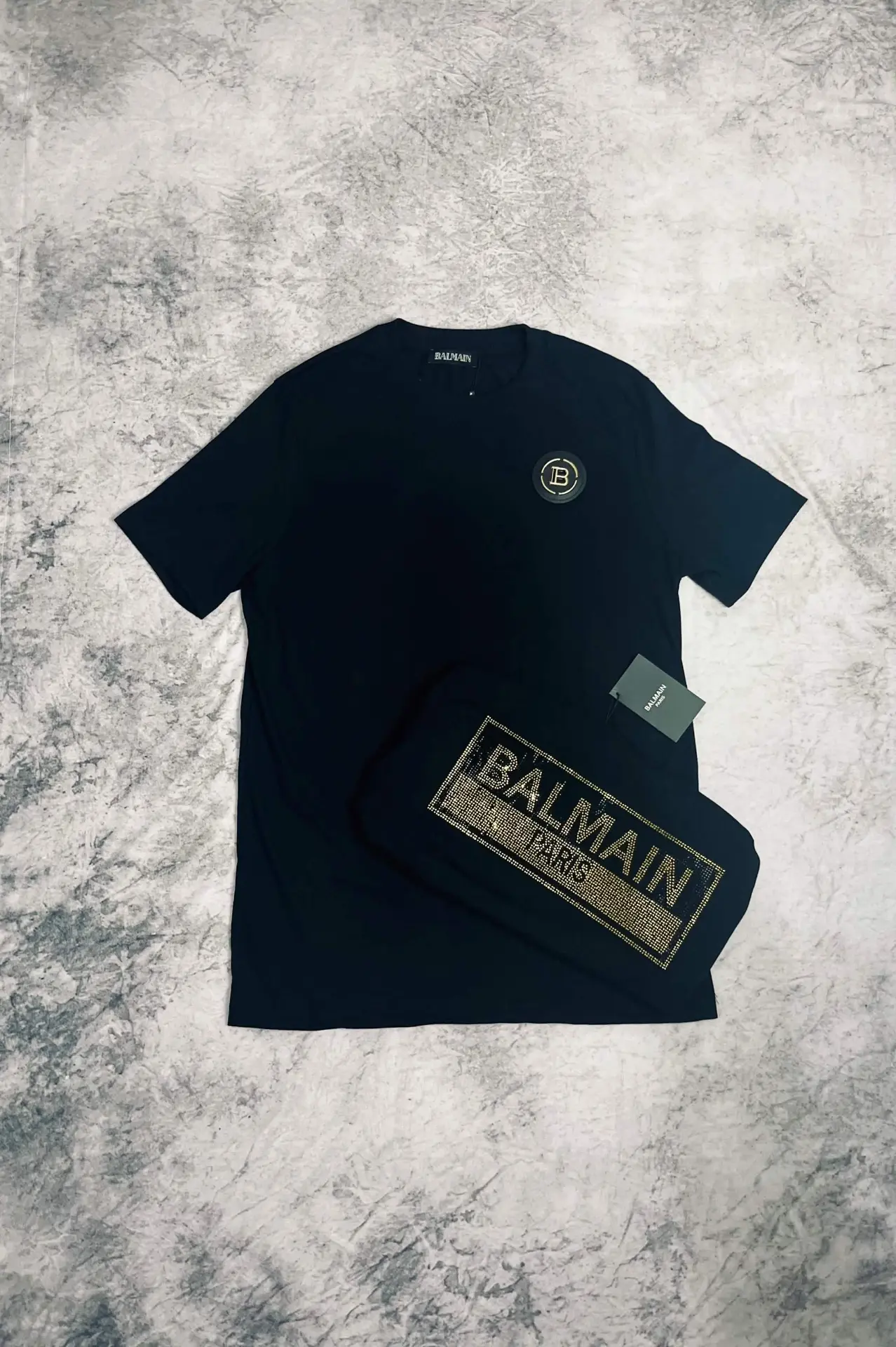 Camiseta Balmain Paris Strass Preta